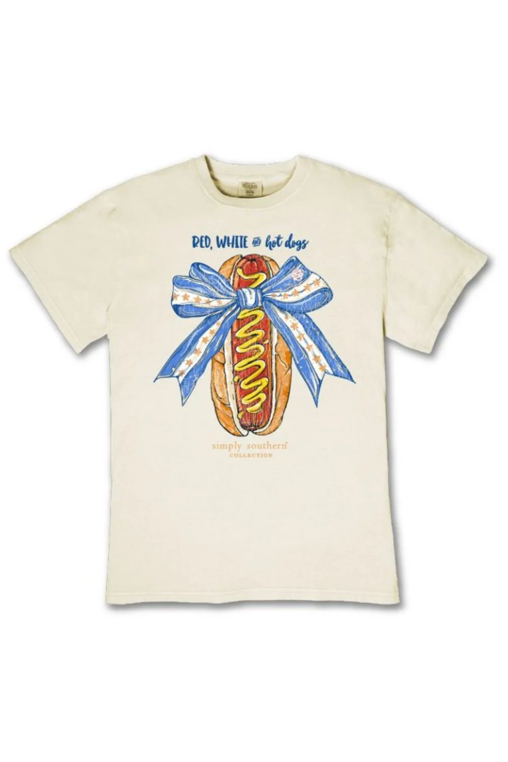 Simply Southern Red White and Hot Dogs Mineral Wash T-Shirt for Women in Bone | MINWASH-DOG-BONE - Image 3